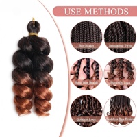 Extensions de cheveux synthétiques au crochet, boucles spirales italiennes, ondulations lâches, 10 pouces, 150g, tête entière, trame simple, coiffure bohème
