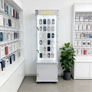 Acrylique 360 °   Présentoir rotatif à roulettes et verrouillable pour lunettes LED – Support de sol pour montures de lunettes et de soleil pour magasins de détail et boutiques de marques - Product Image 2