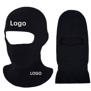 Masque de ski intégral en tricot à 1 trou avec logo brodé personnalisé, bonnet balaclava pour adulte, pour l'extérieur - Product Image 1