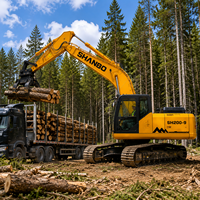Excavatrice SH200-9 20T avec grappin à bois, forte capacité de serrage, capacité de levage élevée, équipement forestier pour la manutention du bois