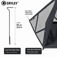 Brasero d'extérieur portable en fer pyramidal avec grille anti-étincelles à 360°, chauffage au bois pour patio, jardin et camping
