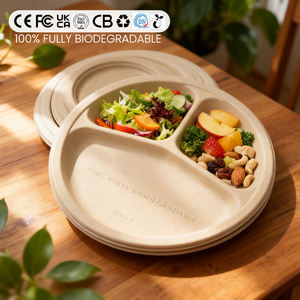 Platos de Comida Biodegradables Resistentes al Calor, Hechos de Cáscara de Arroz, Platos Desechables de Grado Alimenticio para Catering Institucional - Product Image 1