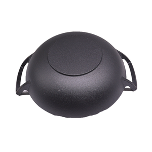 <span class=keywords><strong>Wok</strong></span> Grande de Hierro Fundido Precurado de 31 cm, Fabricado en China, con Dos Asas y Tapa de Madera - Product Image 5