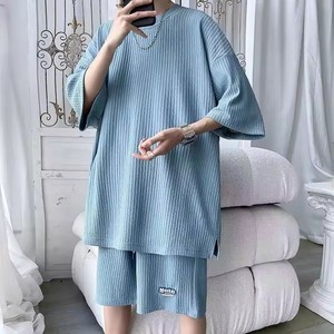 Kaus kasual 2 potong untuk pria, setelan pakaian pria, kaus kasual, setelan olahraga musim panas, kaus atletik dengan saku - Product Image 6