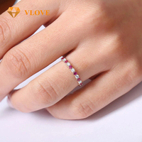 VLOVE Proveedores de joyería fina Anillos de moda 14K Anillo de Bodas de rubí y diamantes de Punta compartida