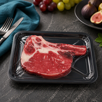 Barquette en plastique sous vide jetable, noire, épaisse, en matériaux de sécurité, pour steak, fruits de mer et plats préparés