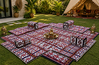 Ensemble de sièges au sol arabes de luxe, canapé portable avec coussins Majlis, tapis de salon pour le camping, ensemble de tapis pour événements en plein air et dans les jardins