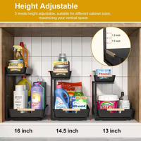 Étagère de cuisine extensible à 2 niveaux en maille, étagère sous évier, panier coulissant en plastique pour armoire de cuisine, organisateur de tiroir