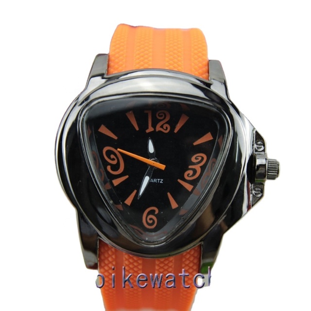 Orange Color High Quality Silicone Material Band Quartz Triangle Shape Watches