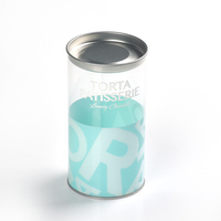 Emballage alimentaire personnalisé en plastique PET PP transparent recyclable, cylindre pour biscuits, chocolat, avec couvercle en étain, qualité alimentaire, boîte tube pour pop-corn, bonbons