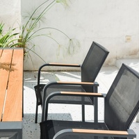 Meubles de jardin d'extérieur en aluminium Tables de patio Restaurant Ensemble de sièges de salle à manger d'extérieur 6 places Extérieur Cour