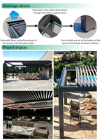 Pergola bioclimatique en aluminium sur mesure 3x3m 3x4m 4x4m, toit à lames orientables motorisé, imperméable, gazebo de jardin avec éclairage LED