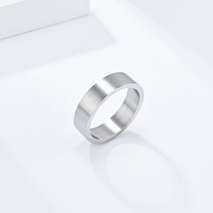 Minimalist Unisex 6mm Brushed Matte Titanium Steel <b>Ring</b> For Fashion Gift Jewelry - Product Image 3