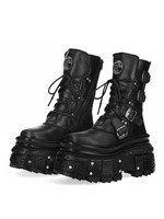 Bottes de combat gothiques punk pour femmes avec fermeture éclair latérale, plateforme, multiples boucles, rivets, semelle crantée, bottines épaisses OEM ODM Vente en gros