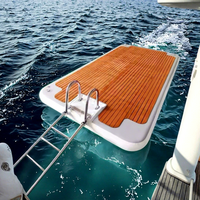Plateforme flottante gonflable Drop-Stitch 4x6m robuste et antidérapante avec système d'ancrage pour marina, yacht, bord de mer