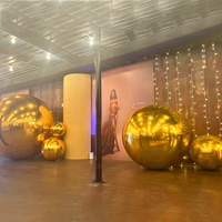 Ballon de miroir de sphère d'argent de boule de miroir gonflable d'or réfléchissant de PVC décoratif de Noël pour la décoration d'étape