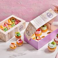 Boîte à gâteau personnalisée en papier doré de haute qualité avec fenêtre, pelliculage mat, gaufrage, recyclable, pour aliments pour bébés en conserve, sushis, chips de pommes de terre