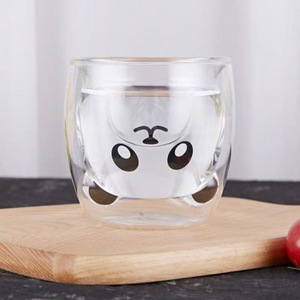 Atacado Dos Desenhos Animados Bonito Animal Forma claro 250ml Urso Dupla Parede Copo De Café De Vidro - Product Image 4