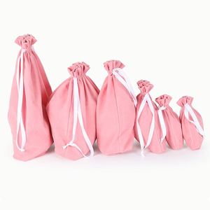 High Quality Packing Custom Logo Print Pouch Wholesale Drawstring Pink Velvet <b>Bag</b> for Wedding Gifts - Product Image 2