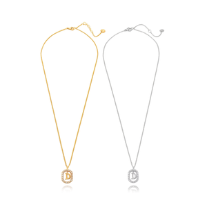 Collana con Ciondolo Diamante Angelina, Lettera D Placcata Oro, Catena in Acciaio, Design Minimalista per Uso Quotidiano - Product Image 4