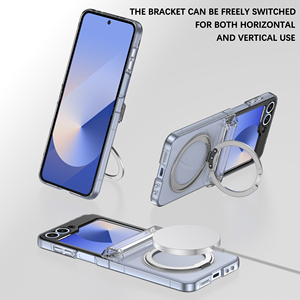 La última funda de teléfono transparente de PC duro para <span class=keywords><strong>Samsung</strong></span> Galaxy Z <span class=keywords><strong>Flip</strong></span> 6, funda protectora con soporte de anillo magnético para <span class=keywords><strong>Samsung</strong></span> Z <span class=keywords><strong>Flip</strong></span> 5 - Product Image 6