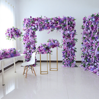V09 Lavande Violet Floral Toile de Fond Panneau Enrouler Rideau Arche Fleur Lilas Soie Artificielle Rose Fleur Mur pour la Décoration de Mariage
