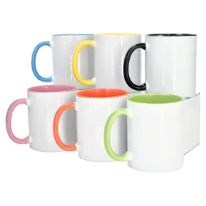 Us Warehouse Custom Logo 2 Color Personalized 11oz Sublimation Blank Porcelain Color Inside Mug Cup