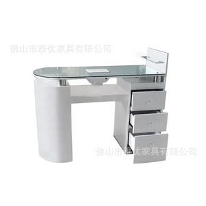 Table de manucure avec aspirateur intégré, table de manucure individuelle, table de manucure, table de manucure avec finition peinture blanche, table de manucure avec plateau en verre - Product Image 3