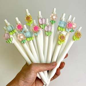 Bolígrafos de Plástico con Flores de Aspecto Natural, Tulipanes, Girasoles, etc., Decoración Floral, Punta de 1.0 mm, para Regalo - Product Image 1
