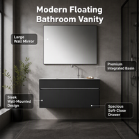 Meuble-lavabo mural minimaliste moderne de Foshan avec miroir, en contreplaqué étanche, pour hôtel