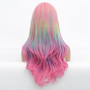 High Quality 60cm Body Wave Lolita <strong>Rainbow</strong> Color Synthetic <strong>Wig</strong> Halloween Party Anime Cosplay Heat Resistant Hair <strong>Wigs</strong> - Product Image 5