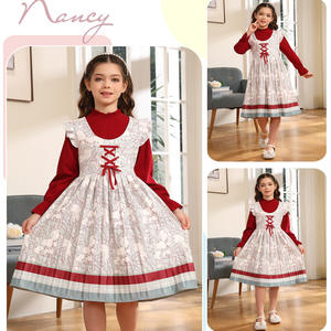 Ensemble de robes deux pièces imprimées pour fille pour l'hiver/automne Débardeur doux à col rond avec petites manches volantes pour enfants - Product Image 2