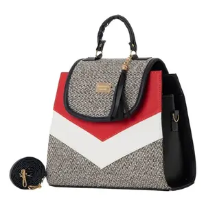 Bolso Tote Mediano de Yute para Mujer Fana Haven, con Patrón de Letras Rojas, para la Playa, con Cierre de Broche, Apto para Veganos - Product Image 3