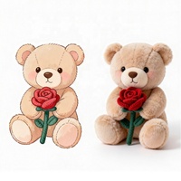 Petit ours en peluche en coton miniature de dessin animé, rose brodé, jouet de confort, cadeau en vrac, décoration de la maison