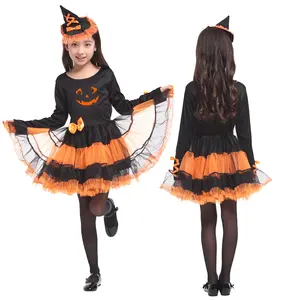 Halloween Roupas Infantis Máscara das Crianças Bola Performance Vestuário Abóbora Feiticeira Traje Robe Mágico