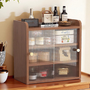 Solid Wood Cup Cabinet 3 Tier Dustproof <b>Storage</b> Rack For Desktop Organization <b>Sideboard</b> <b>Storage</b> Solution - Product Image 1