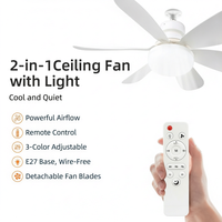 Ventilateur de plafond LED 30W avec douille E26, kit de lampe 2-en-1 avec télécommande pour usage domestique et commercial