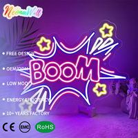 Letrero LED de Neón Acrílico Neonawall BOOM, Blanco Cálido, Alimentado por USB, Lámpara de Pared con Interruptor para Decoración de Habitaciones de Juegos, Fiestas, Eventos y Negocios