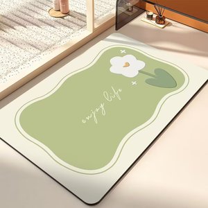 Tapis de bain en terre de diatomée Yongjin 38x58cm 48x78cm 58x88cm, motif floral, antidérapant, séchage rapide, pour la maison et la salle de bain - Product Image 3