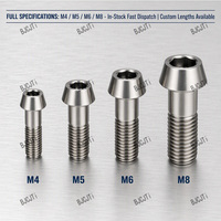Vis à tête conique hexagonale en titane anodisé coloré Gr5 Ti-6Al-4V M4 M5 M6 M8 BJCJTi usinées CNC pour l'automobile et le vélo