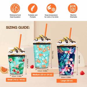 Manchon isotherme pliable en néoprène pour gobelets réutilisables de 16, 24 et 32 oz, design personnalisé, Noël - Product Image 3