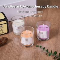 Bougie d'aromathérapie artisanale de style nordique, senteurs lavande, pêche blanche et oolong, dans un gobelet givré, en cire de soja, pour mariage et Thanksgiving