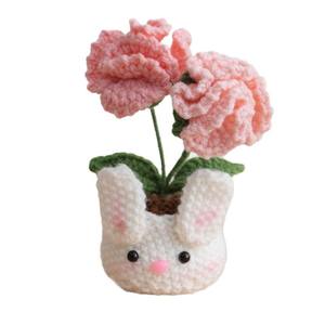 Crisantemos Tejidos a Mano, Plantas en Maceta, Flores Artificiales, Decoración del Hogar, Adornos de Plantas en Maceta, Flores Simuladas de Hilo Tejido - Product Image 5