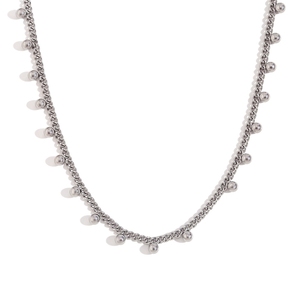 Collier ras du cou tendance avec pampilles perlées, style bohème, en acier inoxydable plaqué or 18 carats PVD pour femme - Product Image 5