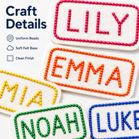 Patchs perlés personnalisés pour sacs d'école d'enfants, broderie de perles de rocaille avec nom sur mesure, appliques pour cadeaux de boutique, vente en gros directe usine