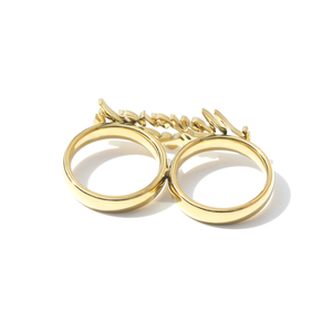 Anillo UWIN con Placa de Nombre e Inicial Personalizada en Acero Inoxidable, Anillo para Dos Dedos para Hombre, Regalo de Joyería para Boda - Product Image 2