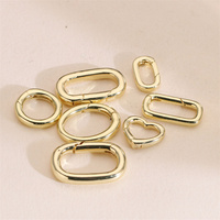 Composants de fermoirs à ressort en forme d'ovale/cœur en laiton plaqué or 18 carats pour la fabrication de bijoux faits à la main
