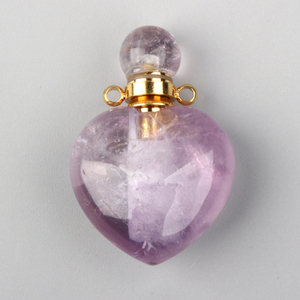 Bouteilles de parfum en cristal de haute qualité avec pierres précieuses naturelles, flacons d'huile essentielle en forme de cœur - Product Image 5