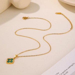 Bracciale GK in acciaio inossidabile con <span class=keywords><strong>quadrifoglio</strong></span> e 5 fiori, placcato 18k, artigianale, retrò, con diamanti. - Product Image 6