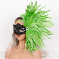 Masque de mascarade élégant en dentelle et plumes, masque de carnaval vénitien, masque de fête d'Halloween, masque de cosplay avec ornement en cristal